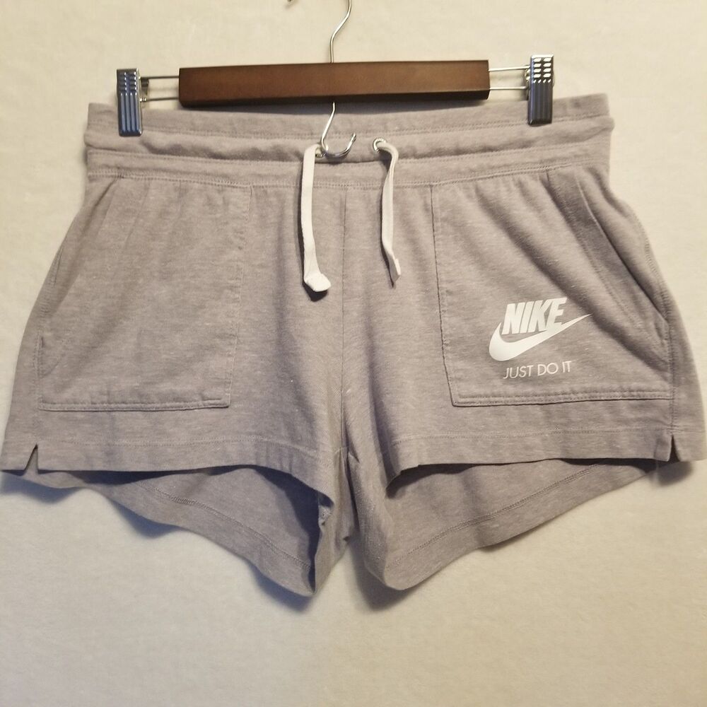 Nike M Shorts Gray Jersey Knit Just Do It Gym Sports Workout Athletic Athleisure